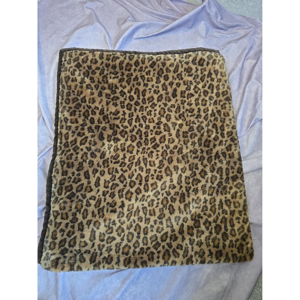 Pottery Barn  49" x 59" Premium Faux Fur Cheetah Throw VTG